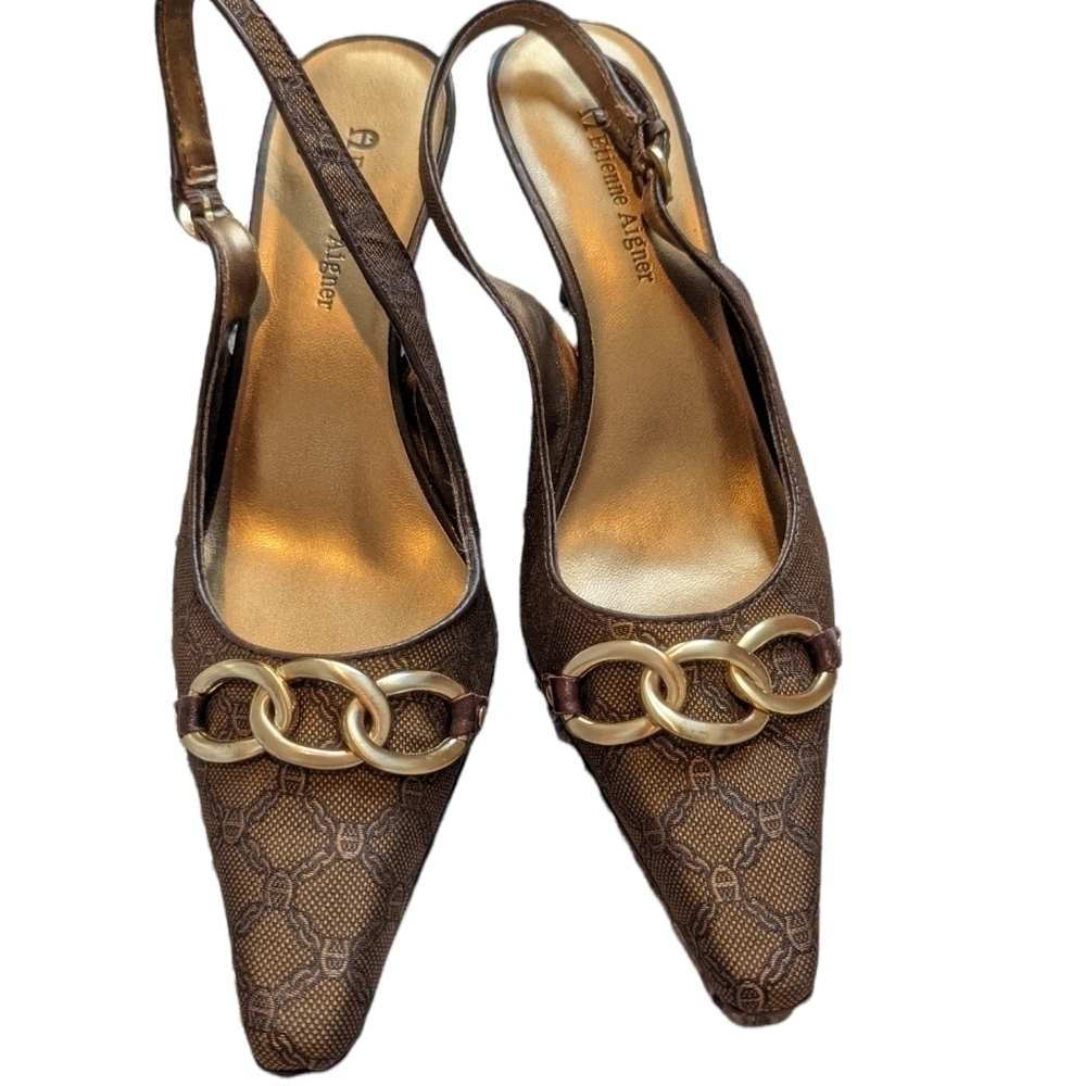 Etienne Aigner “Paige” Womens Classic Slingbacks, Brown size 6.5